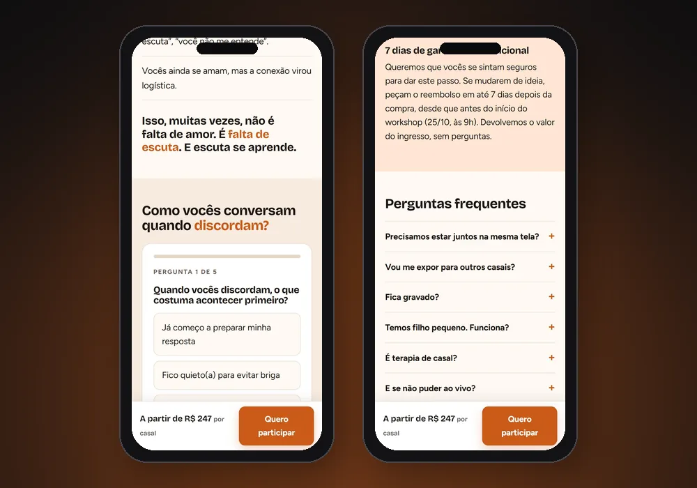 Quiz e perguntas frequentes da página do workshop