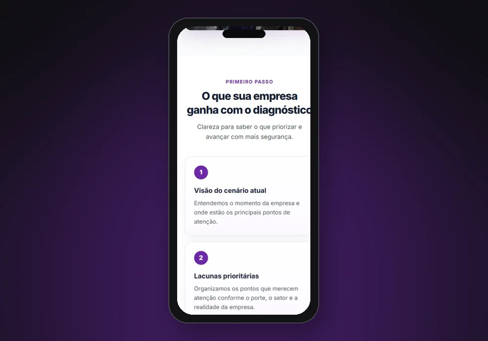 Seção do diagnóstico NR-1 no celular