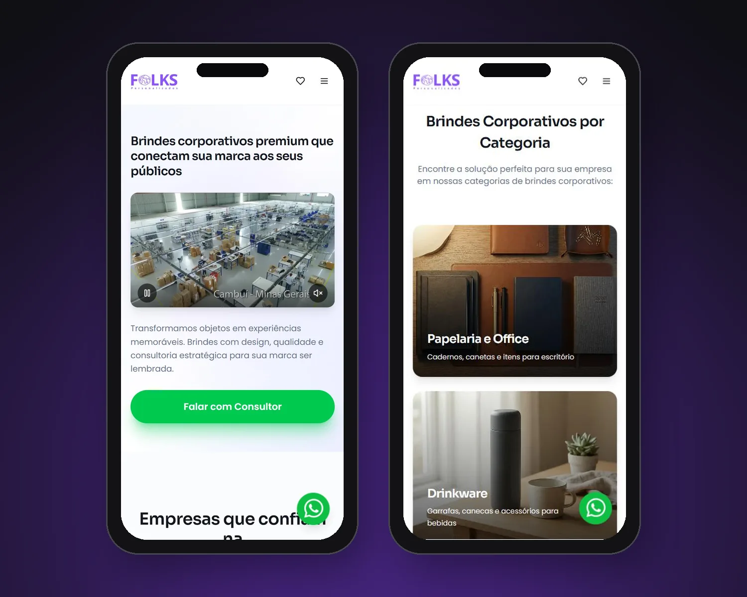Site da Folks Personalizados no celular